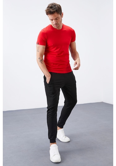 Tommy Life Siyah Fermuar Cepli Dar Kalıp Jogger Erkek Eşofman Alt - 84343 Siyah