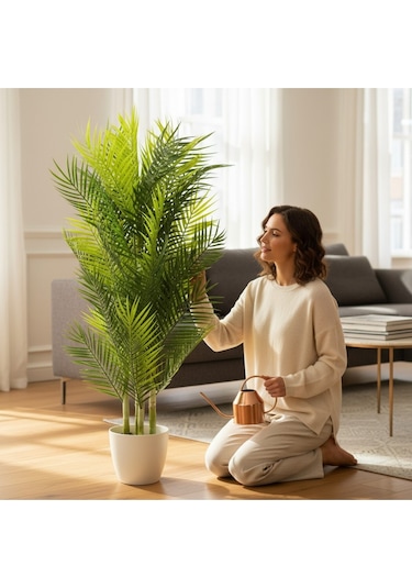 Lüx Yapay Areka Bambu Ağacı Çift Renk 140 Cm 40 Yaprak Yeşil