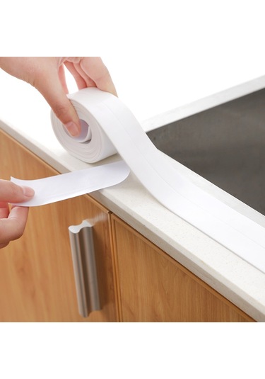 Yifomall Ev Mutfak Banyo Su Geçirmez Kenar Bandı - 3.2m X 3.8cm Beyaz, Nem Ve Çürüme Koruyucu, Kolay Kurulum, Dayanıklı Materyal Beyaz