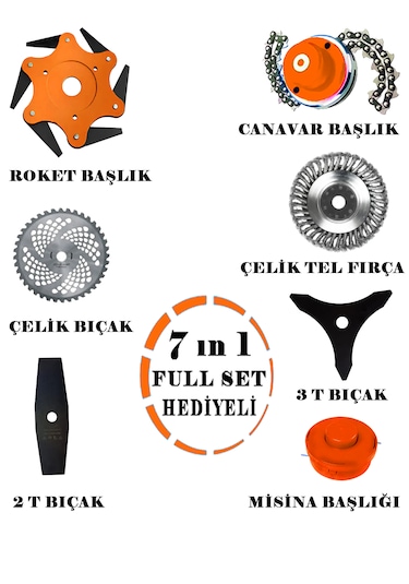 Eisenn EST-901 Sırt Tipi 7in1 Benzinli Tırpan Çim Biçme Makinesi