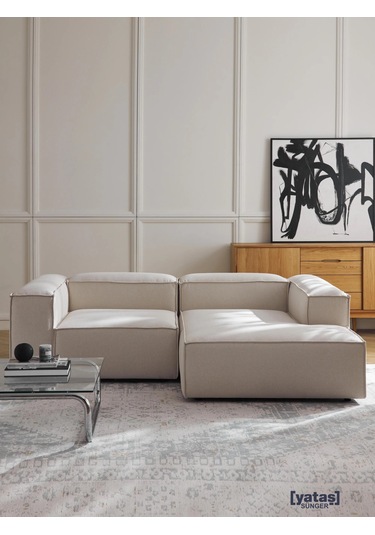 Most Mollis Plus Sağ Köşe 2 Modül Köşe 01 Kırık Beyaz Keten Kumaş