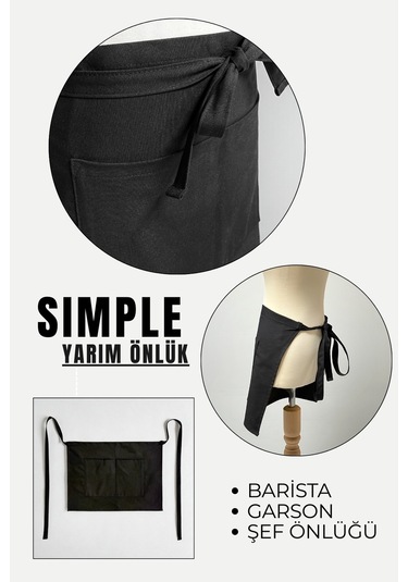 Brista Half Apron Yarım Önlük Cafe Önlüğü Garson Önlüğü Barista Önlüğü Siyah