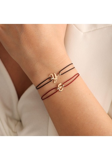 Sembol Gold 14k İpek Tasarım Harf Bileklik Sarı Altın