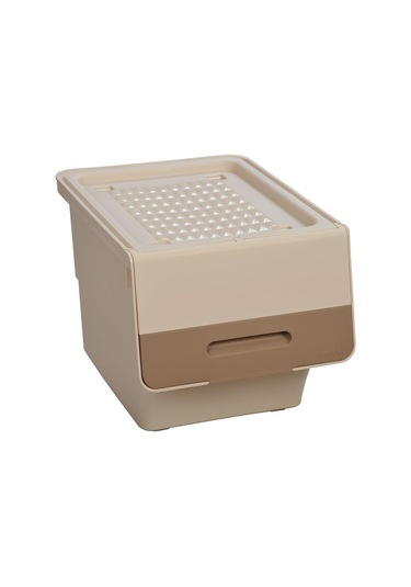 Freebox 33 Litre Krem Kahve Organizer Tekerlekli 3 Lü Set Organizer Beyaz