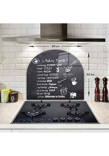 Decorita Cam Ocak Arkası Koruyucu | Oval Şekilli | Aşkın Tarifi