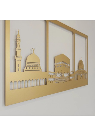 Kabe Mescid-i Nebevi Mescid-i Aksa Metal İslami Duvar Tablosu