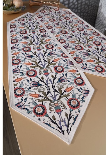 Çeyiz Diyarı Gülsüm 2li Lüks Runner 45x140 Cm Çok Renkli