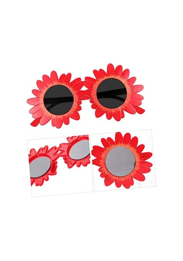 Kırmızı Renk Papatya Şekilli Parti Gözlüğü 18x10 Cm
