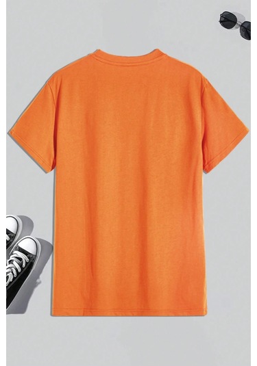 Erkek Milano Baskılı Oversize Tshirt Turuncu