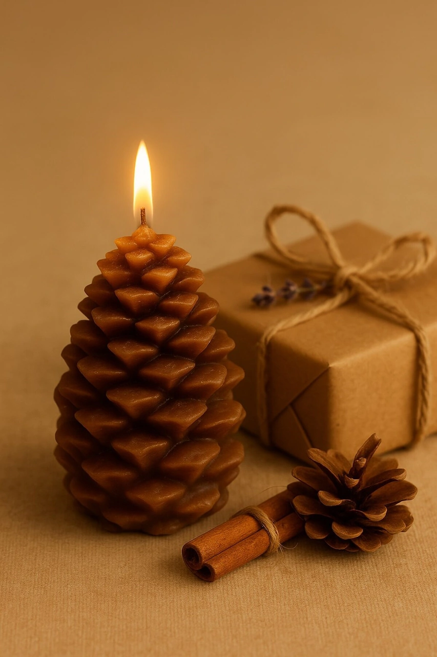 3 Lü Yılbaşı Temalı Masa Ve Ev Dekoru Noel Baba Kozalak Ve Çam Ağacı Temalı Mum Yılbaşı Hediye Seti Çok Renkli