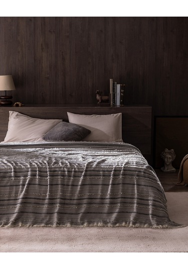 Madame Coco Montjalin Çift Kişilik Yatak Örtüsü - Gri 8684427145388 Gri