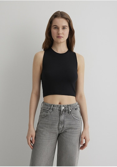 Mavi - Siyah Crop Top 1610786-900 Siyah -556298526-
