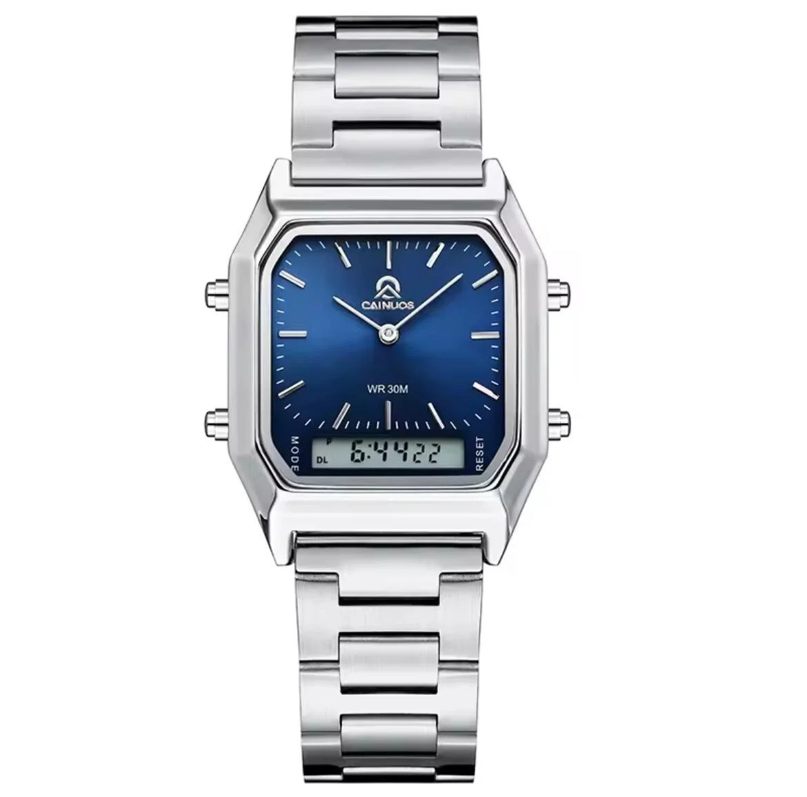 Caınuos Dijital Analog Erkek Kol Saati Gümüş Renk Gri