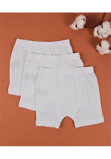 Cigit Üçlü Erkek Boxer Set 2-9 Yaş Beyaz Beyaz