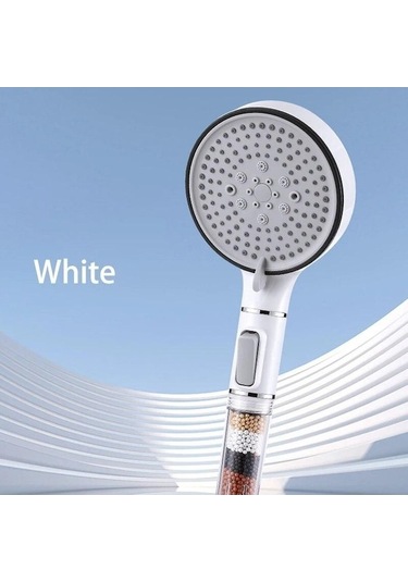 Novahub Beyaz 5 Modlu Duş Başlığı Yüksek Basınç Filtreli Yağış El Duş Başlığı Su Tasarruf Memesi Banyo Aksesuarları Beyaz Beyaz