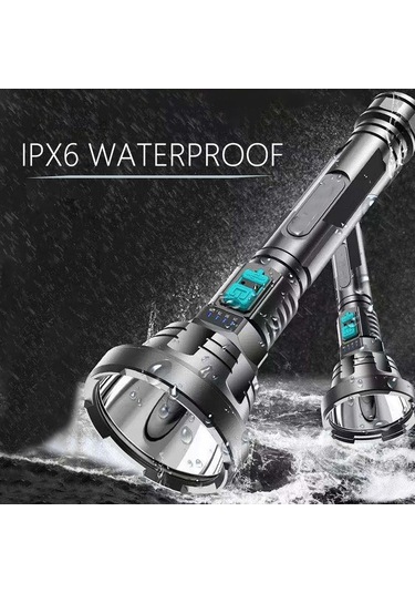 Soulader Usb Şarjlı Dayanıklı Su Geçirmez Led El Feneri, Pil Seviye Göstergeli Ve Şarj Kablolu, Yüksek Parlaklık Ve Uzun Ömürlü Aydınlatma Çözümü Siyah