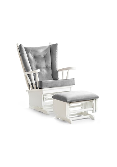 Meltem Kids Sallanır Emzirme Dinlenme Koltuğu Sallanan Sandalye Sallanan Koltuk + Markiz (Beyaz-Gri 3040) Gri