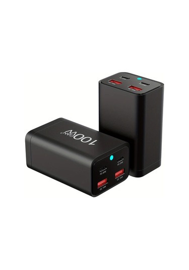 Motion003 100w Galiyum Nitrür Pd Şarj Cihazı Siyah 2 Usb-a 2 Tip-c Masaüstü Şarj Aleti 100w Çok Fonksiyonlu Pd Adaptörü Ab Fişli