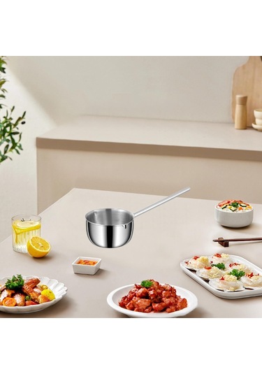 Homyl Uzun Saplı Sosluklu Yağ Tencere Küçük Ev Restoran Mutfak 600ml