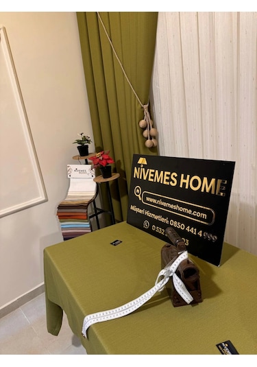 Nivemeshome Yeşil 140x220 Keten Masa Örtüsü Yeşil