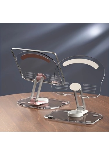 Chenkestoreone 360 Derece Dönebilen Akrilik Tablet Ve Telefon Standı - Katlanabilir, Taşınabilir, Şeffaf Siyah Şeffaf Siyah