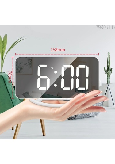 Techtic Alarmlı Termamotre Aynalı Çift USB Masa Saati