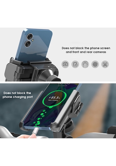 Odier Motosiklet - Bisiklet Telefon Tutucu 360 Derece Döndürme Telefon Siyah