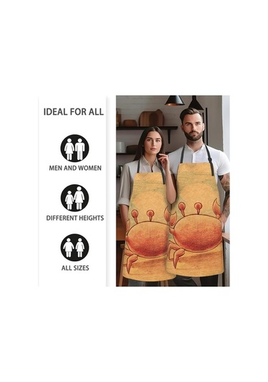 Fastbuy Ayarlanabilir Boyunlu Önlük, Konforlu Ev Stilinde Turuncu Yengeç Desen Diğer