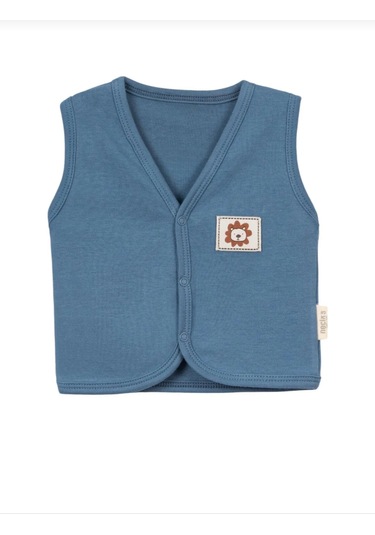 Mevsimlik Penye Bebek Yelek %100 Pamuk Mavi