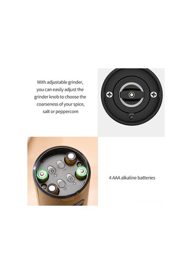 Novahub Siyah Abs Baharat Değirmeni - 25w, 6v, 4xaaa Pil İle Çalışır Piller Dahil Değil Siyah