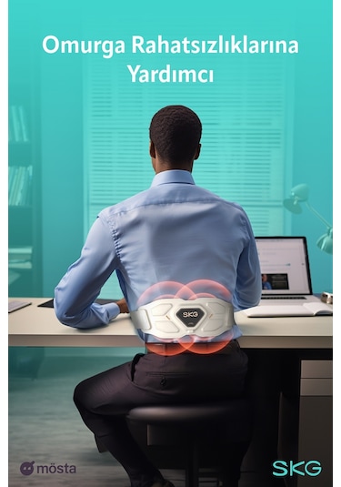 Skg W9 Pro Tens-Ems Bel Ve Sırt Masaj Aleti, Isı Terapisi-Termoterapi, Fototerapi Bel Kemeri Krem
