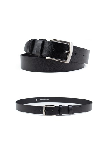 Özel Kutulu Siyah Gerçek Deri Erkek Kumaş Pantolon Kemeri