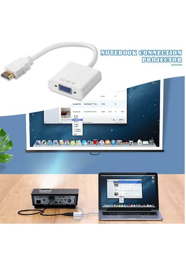 HDMI To Vga Çevirici Vga Projeksiyon Notebok Pc Uyumlu Kablo
