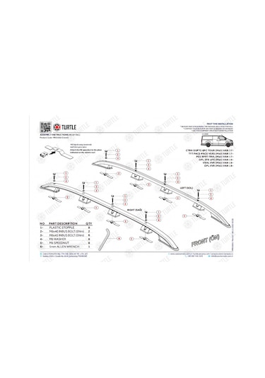 Scudo Combi Kısa Şase Tavan Çıtası Gri 2022 2023 2024 2025 2026 2027