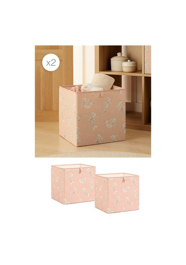 Ocean Home Textile 2'li Çocuk Odası Deniz Kızı Kutu Set 33 X 30 X 33 Cm Pudra