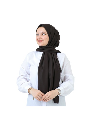 Şal Zarif Başörtüsü Eşarp Tesettür Giyim Uzun Abiyelik KAhverengi