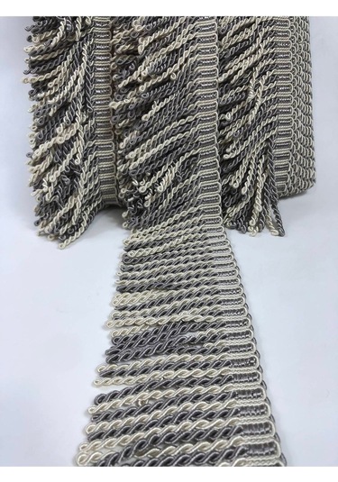 FdayAksesuar Dekoratif Şerit Aksesuar Gri Krem Renkli Bulyon Saçak Püskül FRDY9260