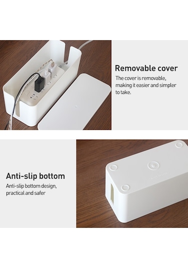 Sones Kablo Düzenleyici Saklama Kutusu Priz Bağlantı Kutusu, Boyut: Orta Bambu Beyazı