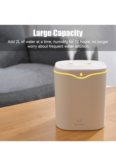 Youtek Beyaz 2l Çift Fönlü Ev Ofis Kullanıma Uygun Büyük Kapasiteli Otomatik Kapatma Ve Gece Lambalı Soğuk Buhar Nemlendirici