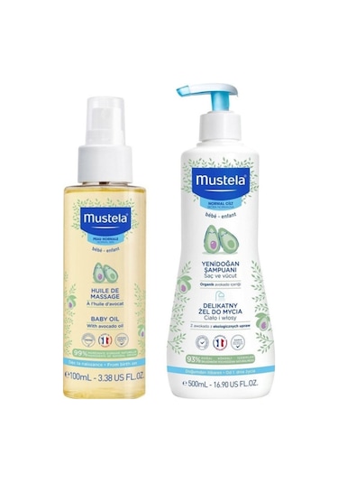 Mustela Bebek Bakım Masaj Yağı 100 ML + Gentle Cleansing Gel Yenidoğan Şampuan