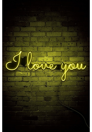 I Love You Neon Led Duvar Aydınlatması & Dekoru & Gece Lambası Sarı Sarı