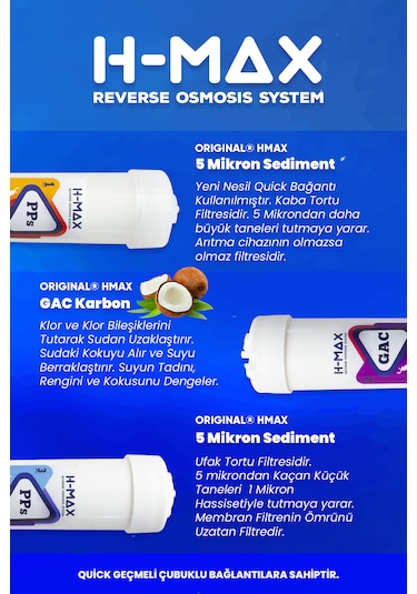 H-max Inline Kapalı Kasa Su Arıtma Cihazı Ilk 3 Filtre Seti 020