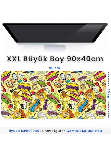 İlyuka Mousepad 90x40cm Büyük Boy Xxl Mp529040 Funny Figures