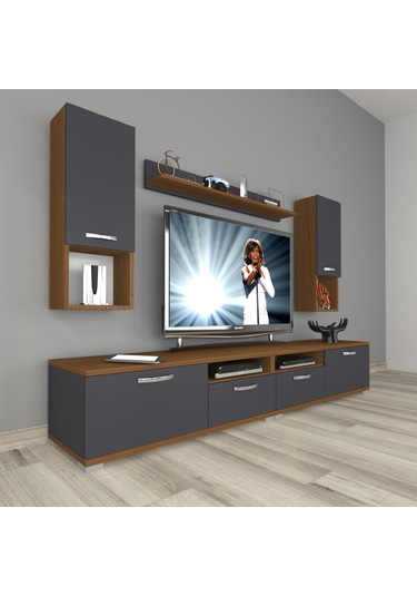 Decoraktiv Eko 5220da Mdf Tv Ünitesi Tv Sehpası Ceviz - Antrasit
