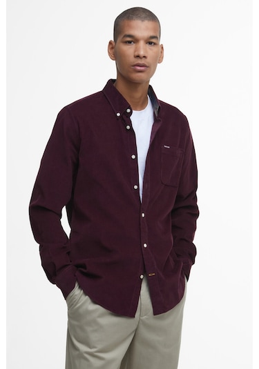 Barbour Ramsey Tailored Cord Gömlek Re89 Winter Red Bordo