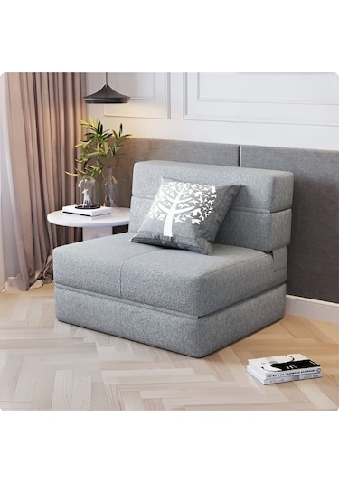 Good Night Twix Tek Kişilik Katlanır Yataklı Koltuk 72cm Gri