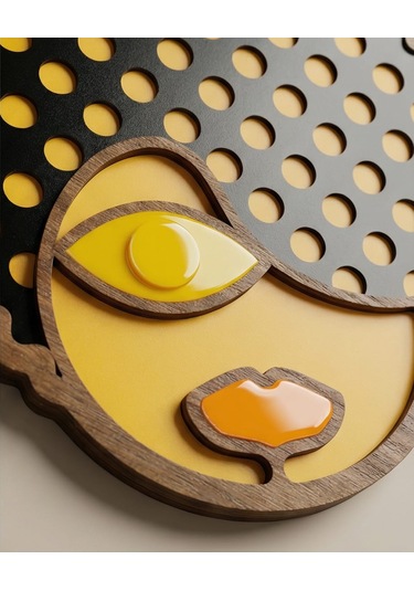 Afro Saçlı Modern Mdf Ahşap Duvar Maskı - Dekoratif Picasso Tarzı Duvar Sanatı 1