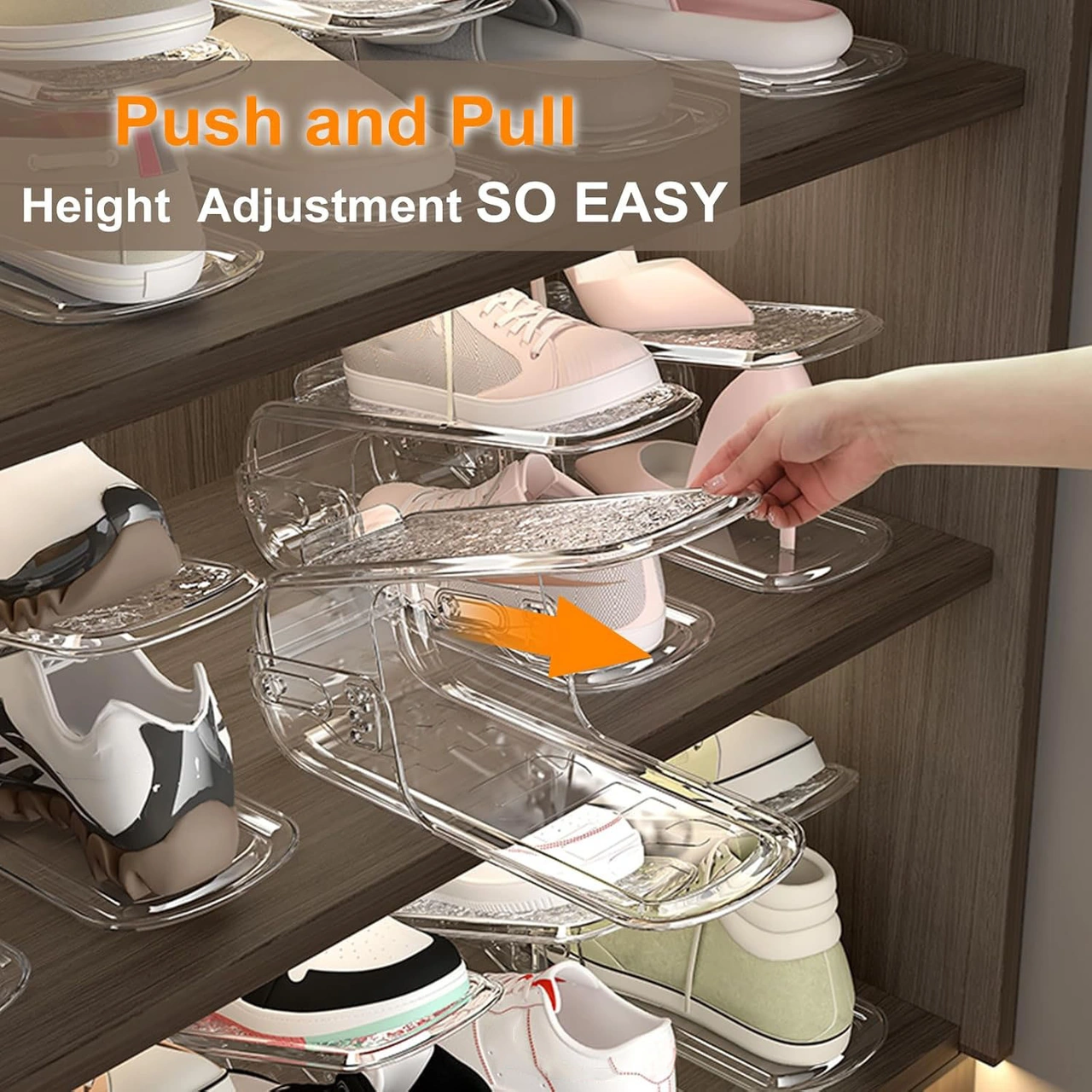 Skycity Şeffaf Ayarlanabilir Ayakkabı Rafı - Gardırop Boşluğunu Maksimize Eden Organizer 1 Adet ŞEFFAF