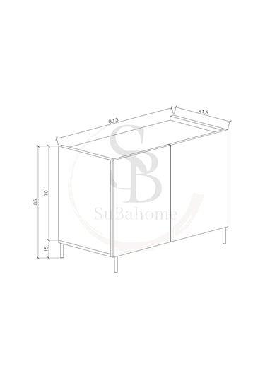 Modern Mdf Çok Amaçlı 80 Cm 2 Kapaklı Siyah Konsol