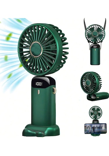 Mini El Fanı 5 Kademeli Dijital Led Göstergeli Boyun Askılı Mini Klima Vantilatör